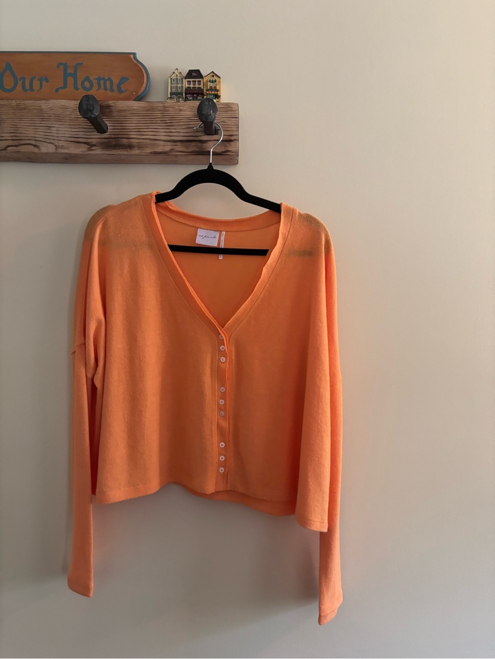 162.) Out from Under. / Orange V-Neck Button Front Women's Sweater